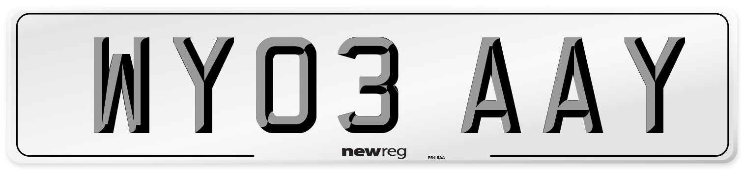 WY03 AAY Number Plate from New Reg